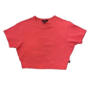Vans Coral Orange Ribbed Crop Top Tee Skater Size Medium